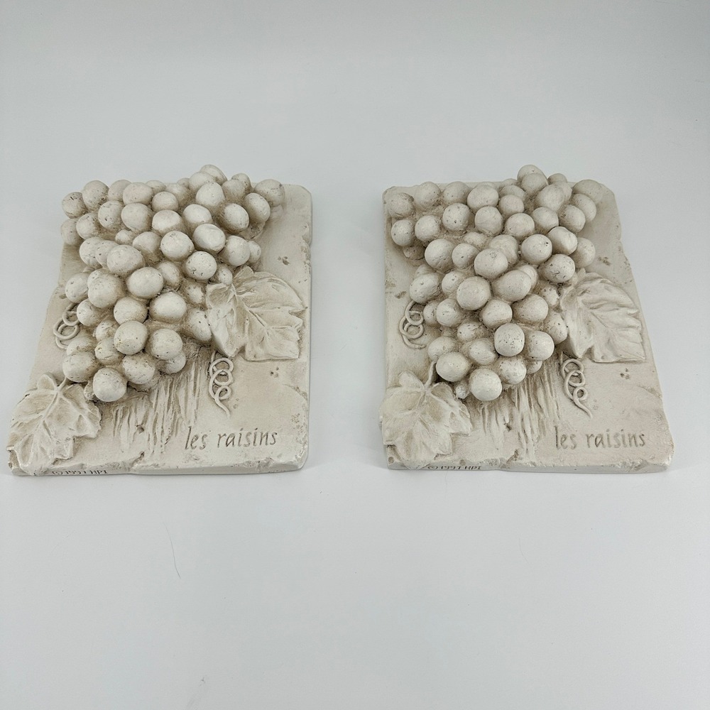 Vintage 1997 HPI Les Raisins Grape Wall Plaques Set of 2 French Country Decor